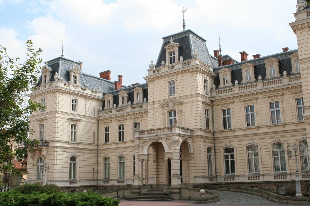 Палац графів Потоцьких у Львові, центральний вхід 