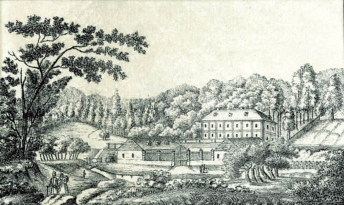 Літографія А.Ланге із зображення пивного саду на Погулянці. Літографія 1823 року