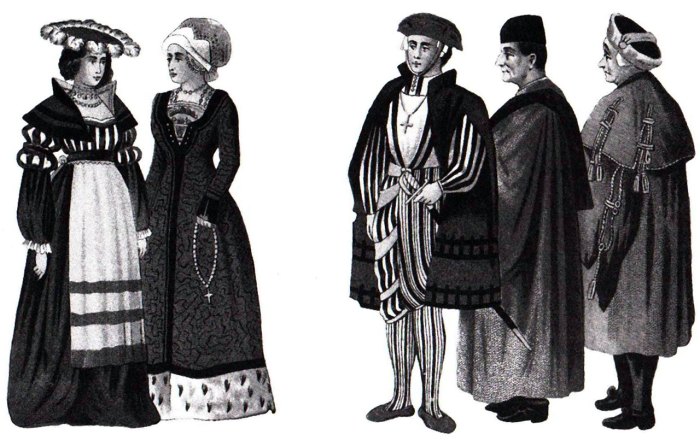 Мешканці Львова XVI столітя: Жінки, патрицій, вчений, міщанин.