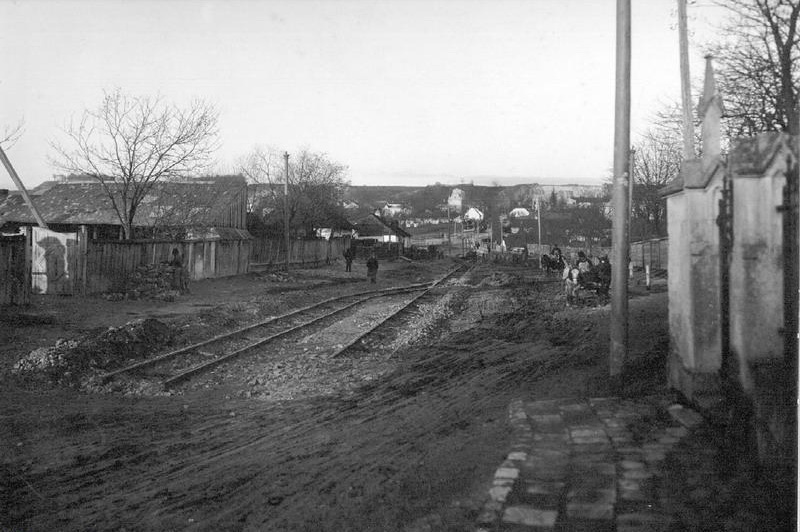 Прокладання трамвайної лінії вулицею Мечникова (1910-ті)