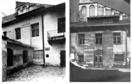 Синагога “Золота Роза” (синагога Нахмановича, синагога “Турей Загав”) 1919 (зліва), 1935 (справа)