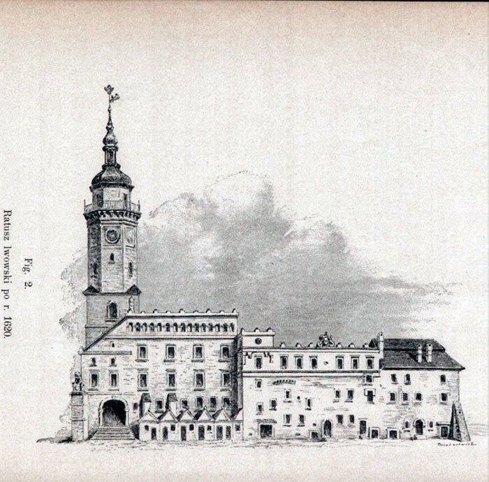 Львівська ратуша в 1620 році (джерело ілюстрації – Лозинський В. «Патриціат і львівське міщанство XVI –XVII ст.»)