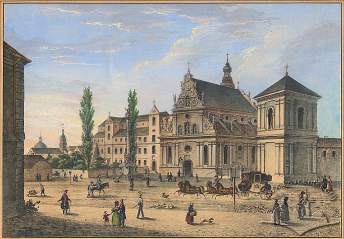 Літографія Карла Ауера “Бернардинський костел і монастир” (тепер церква св. Андрія)(1837-1838)