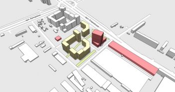 Жовтим кольором позначені майбутні ЖК, рожевим кольором комерційно-офісний центр, а вздовж вул.Стрийської позначене виробниче приміщення