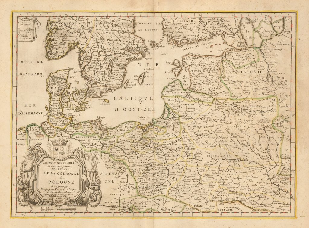 1666 Pierre Duval: “LES ROYAUMES DU NORT ou Sont principalement LES ETATS DE LA COURONNE de POLOGNE,” Paris, 15.7 x 21.9 inches