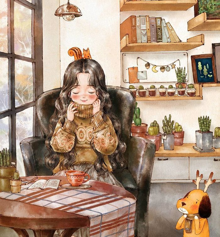 Щастя наодинці: Корейська художниця довела, що самотні можуть бути щасливими