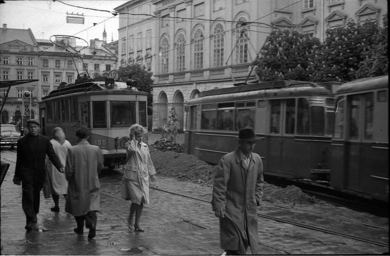 What Did Trams in Lviv and Ratusha Tower and Lviv City Hall Look Like  in 1964 