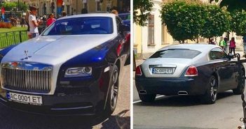 Праворуч фото Rolls-Royce, зроблене у Монако, а ліворуч те саме авто їде по вулицях Стрия (фото Тараса Середича)