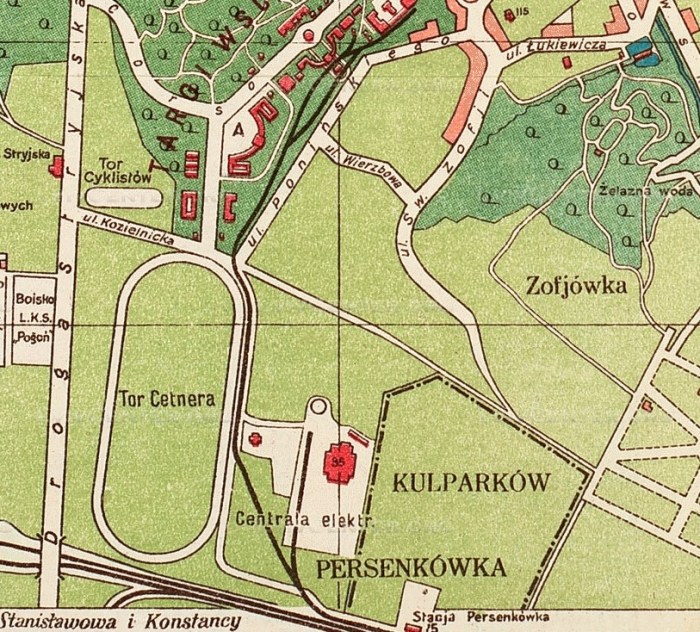 Мапа 1921 року, на котрій позначено перший іподром на Персенківці