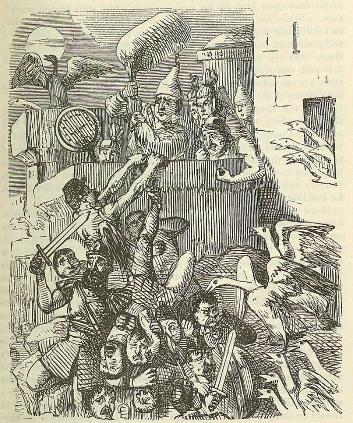 Джон Ліч. “Гуси, які рятують Рим”. Малюнок 1850-х років.